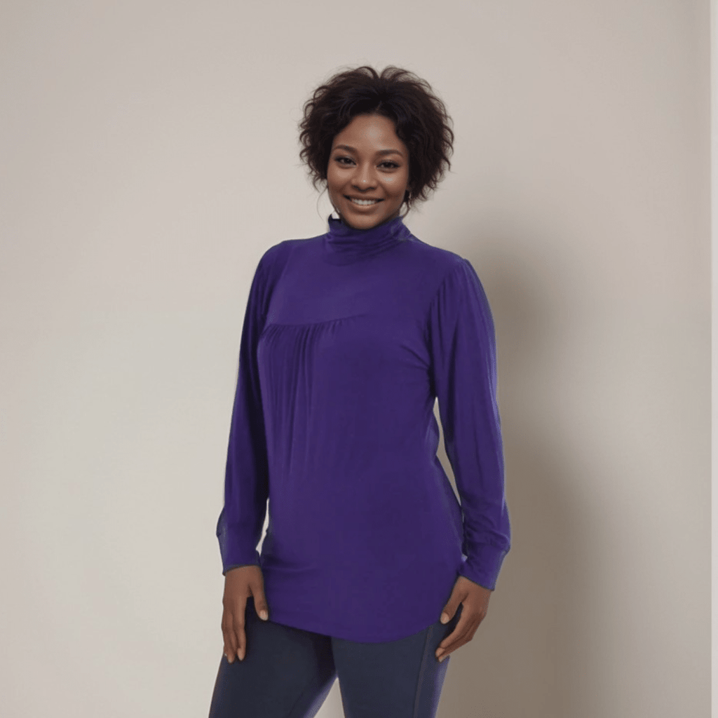 LONG SLEEVE POLO NECK SMOCK TOP - FullFab