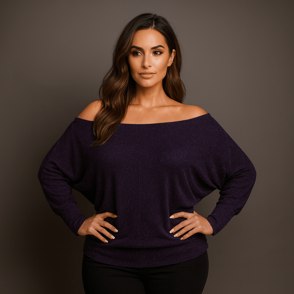 Sparkly Shimmer Off Shoulder Bardot Top - FullFab