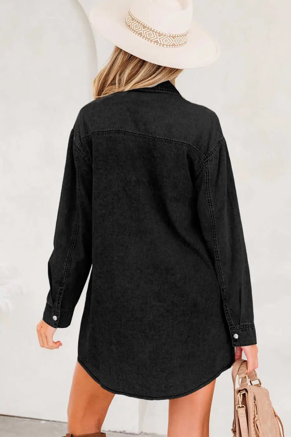 Raw Hem Oversized Denim Shirt Dress Women UK - FullFab