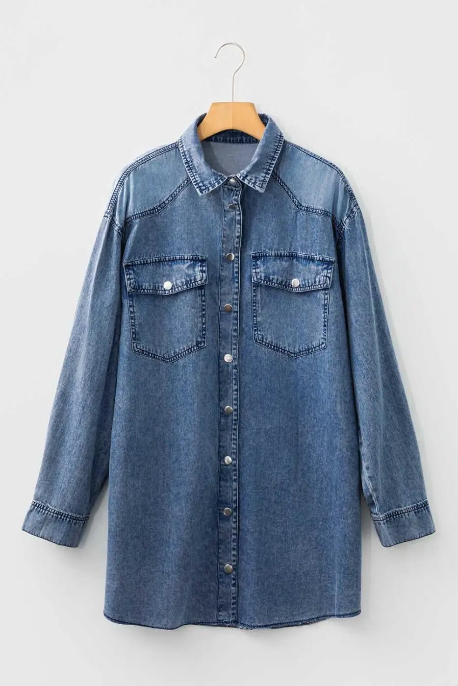 Raw Hem Oversized Denim Shirt Dress Women UK - FullFab