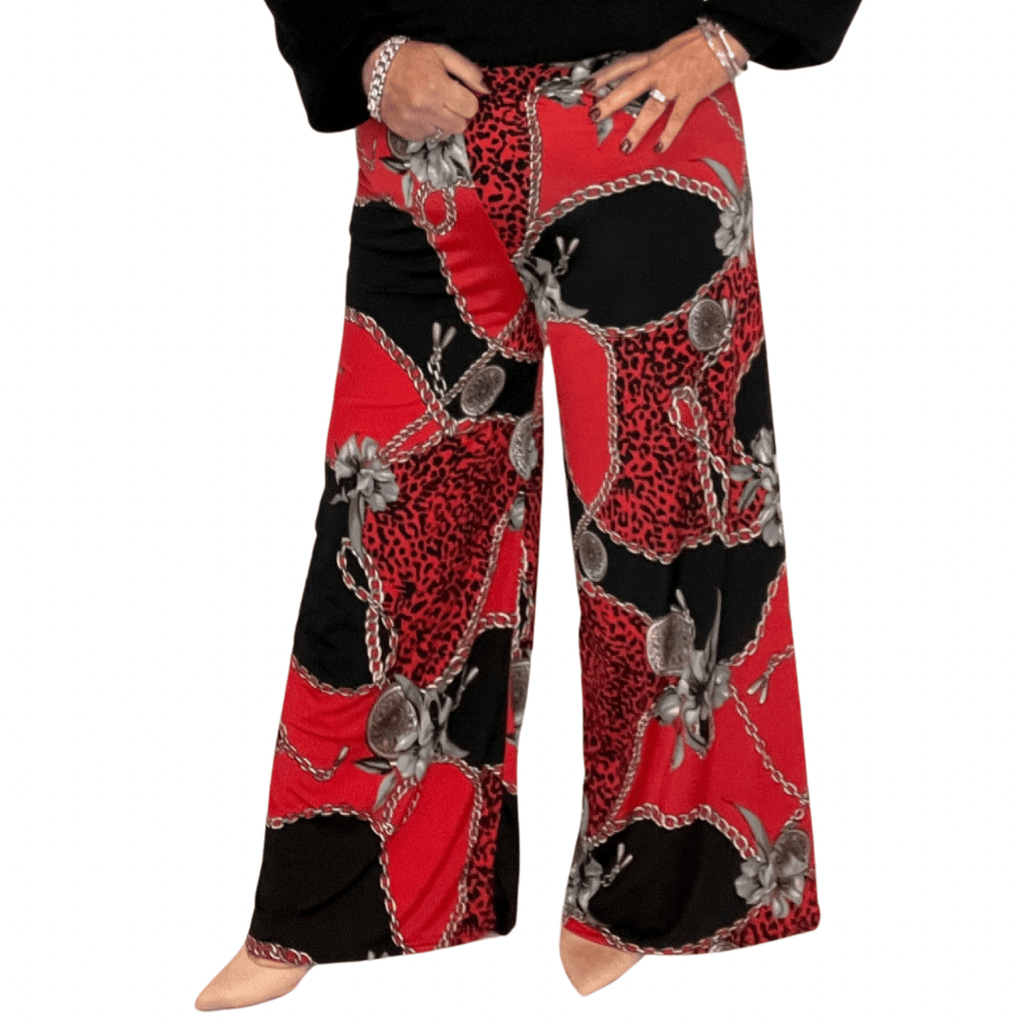 Chain Print Wide Leg Palazzo Pants - FullFab