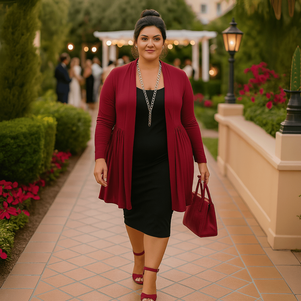 Long Length Open Front Cardigan with Lace Panel - FullFab