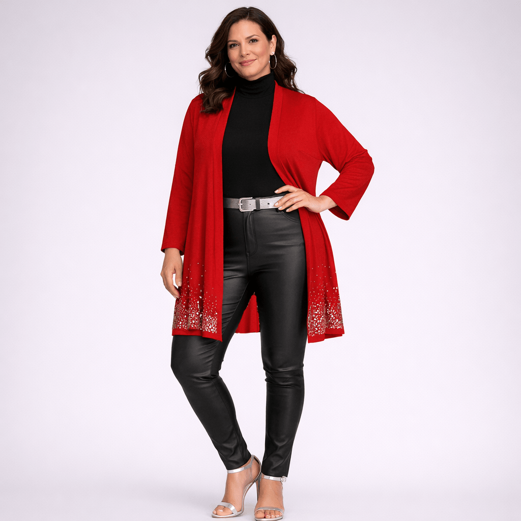 Open Front Jacket / Cardigan with Sequin Hem - FullFab