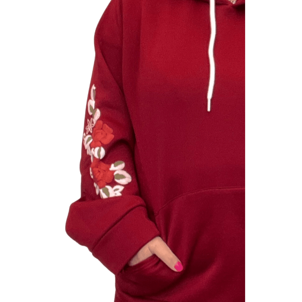 FLORAL SLEEVE POCKET FRONT HOODIE / JUMPER - FullFab