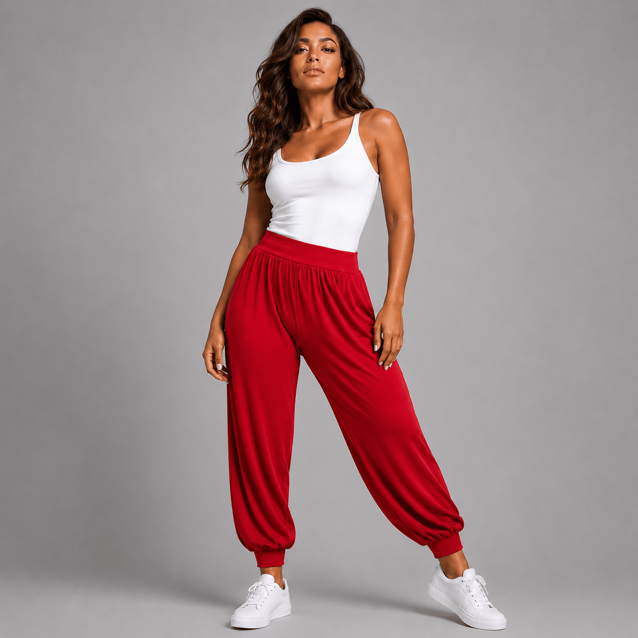 Soft Stretchy High Waist Harem Pants - FullFab