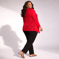 Scallop Hem Lace Back Open Front Cardigan - FullFab