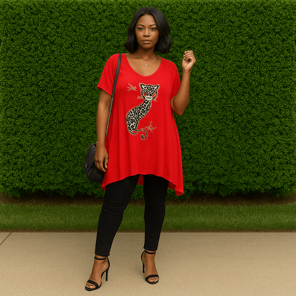 Studded Cat Hanky Hem Long Top - FullFab
