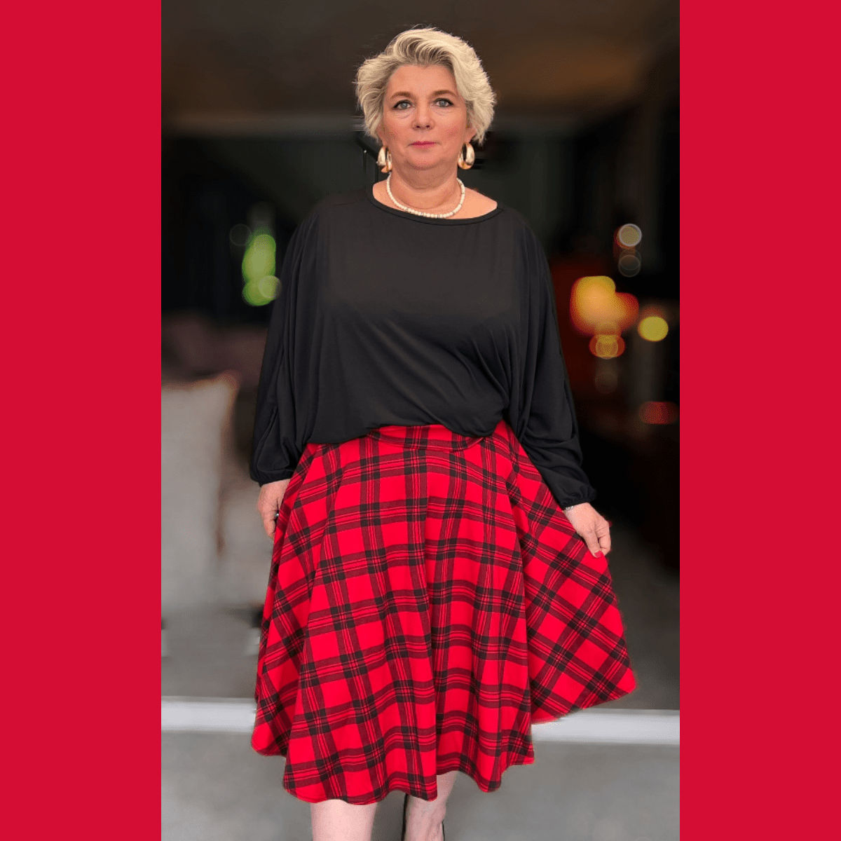ROCKTHOSECURVES TARTAN A-LINE SWING SKATER SKIRT WITH ELASTICATED WAIST - FullFab