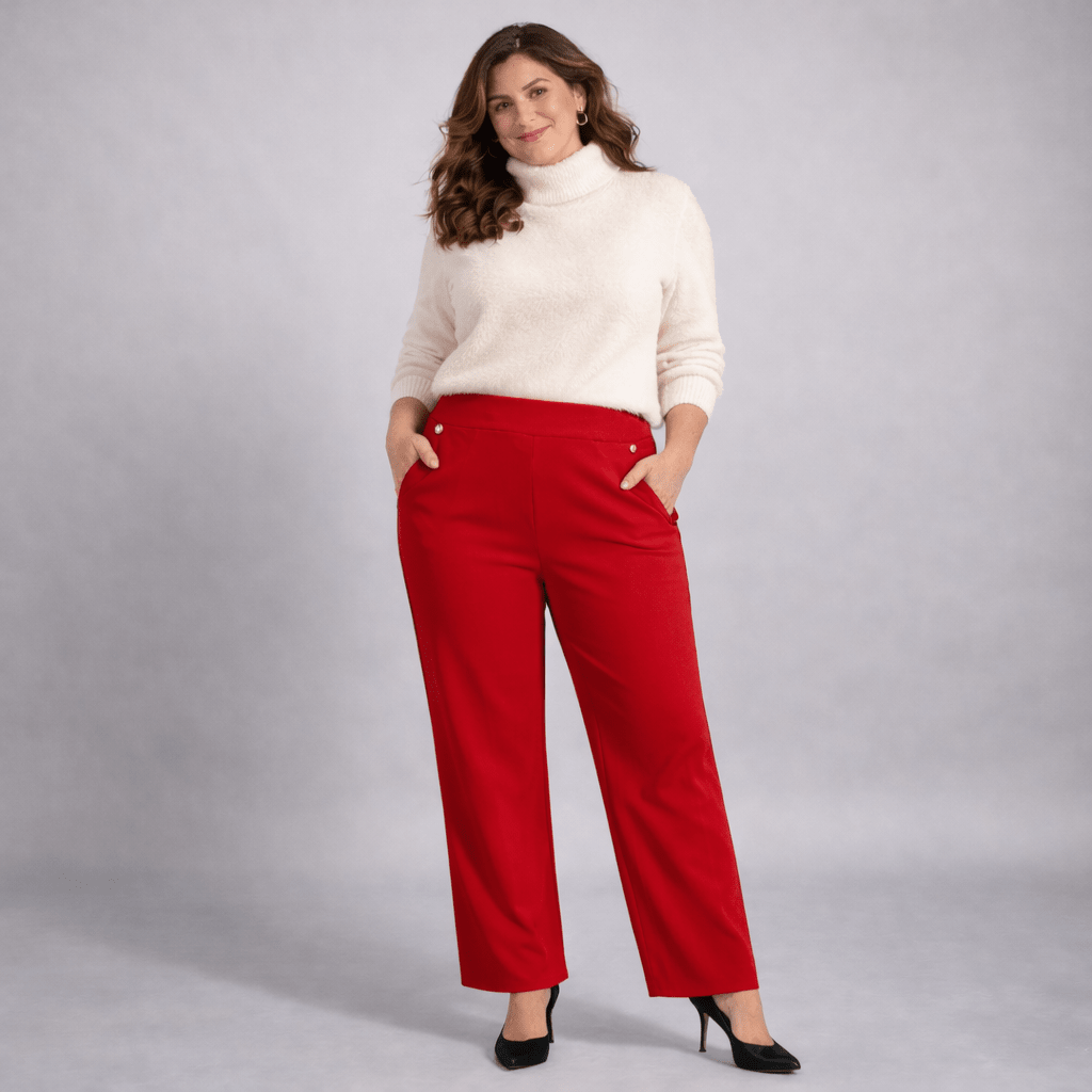 Wide Leg Trousers with Feature Button Pockets - FullFab