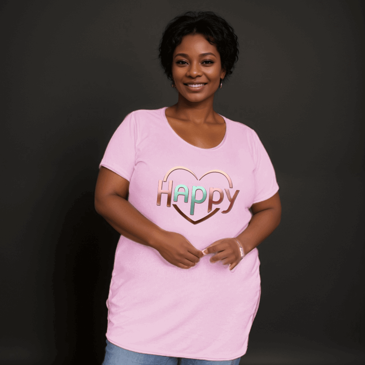 Ribbed Lon T-Shirt with “Happy Heart” Logo - FullFab