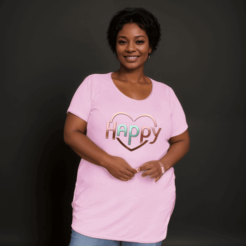 Ribbed Lon T-Shirt with “Happy Heart” Logo - FullFab