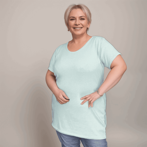 Ribbed Long-Length Tee Plus Size T-SHIRT - FullFab