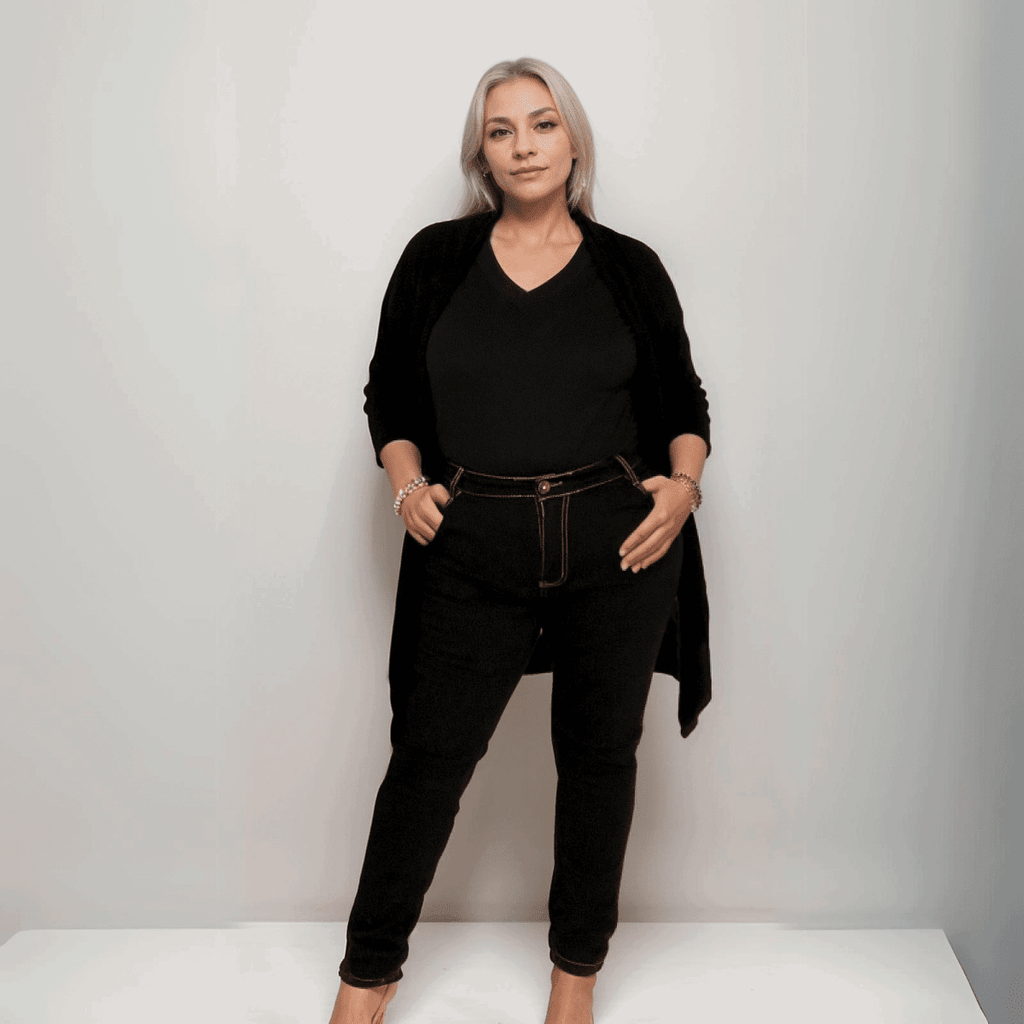 ROCKTHOSECURVES BLACK STRAIGHT CUT STRETCH JEANS - FullFab