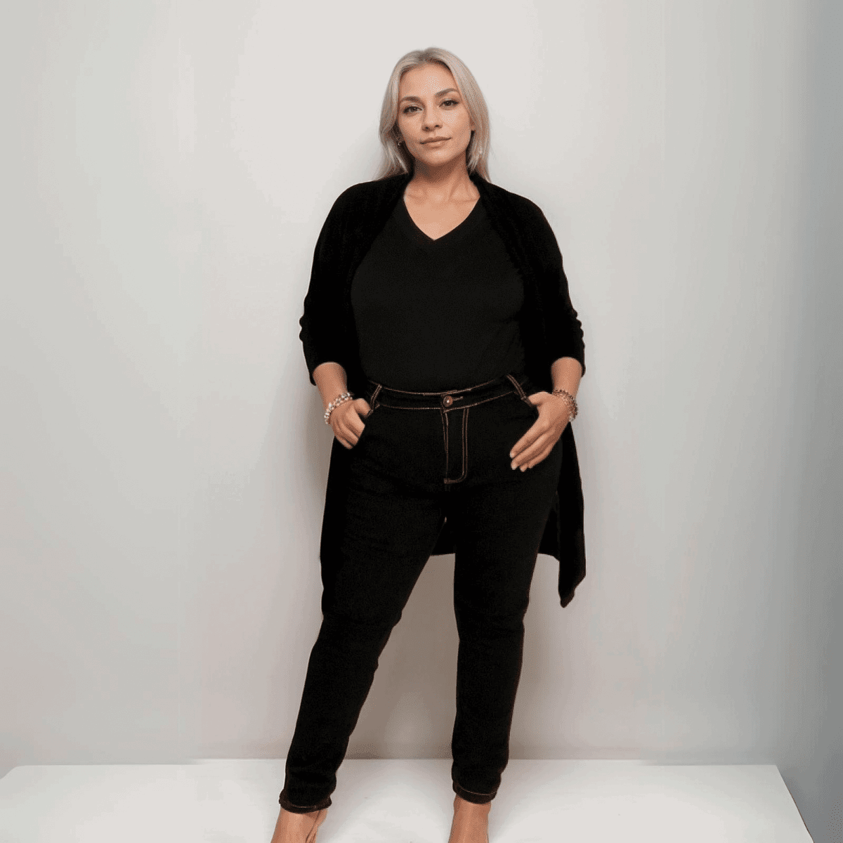 ROCKTHOSECURVES BLACK STRAIGHT CUT STRETCH JEANS - FullFab
