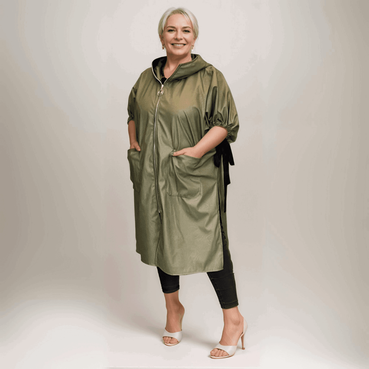 ROCKTHOSECURVES FAUX LEATHER LONG LENGTH COAT WITH SIDE SPLITS - FullFab