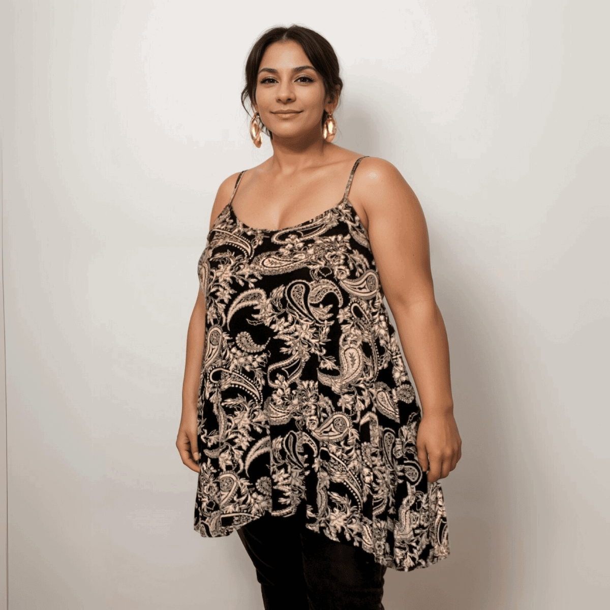 ROCKTHOSECURVES PAISLEY CAMI VEST SWING TOP WITH HANKY HEM - FullFab