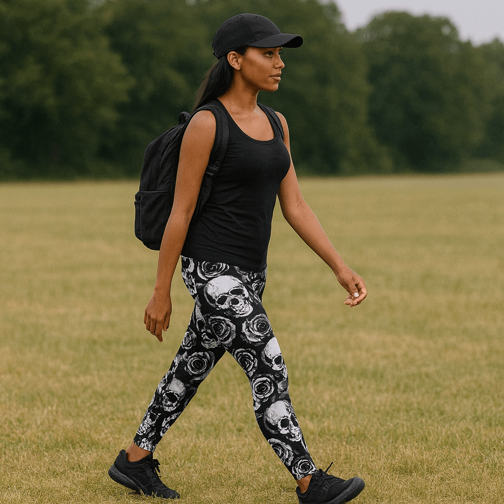 ROCKTHOSECURVES SKULLS AND ROSES HIGH WAIST LEGGINGS - FullFab