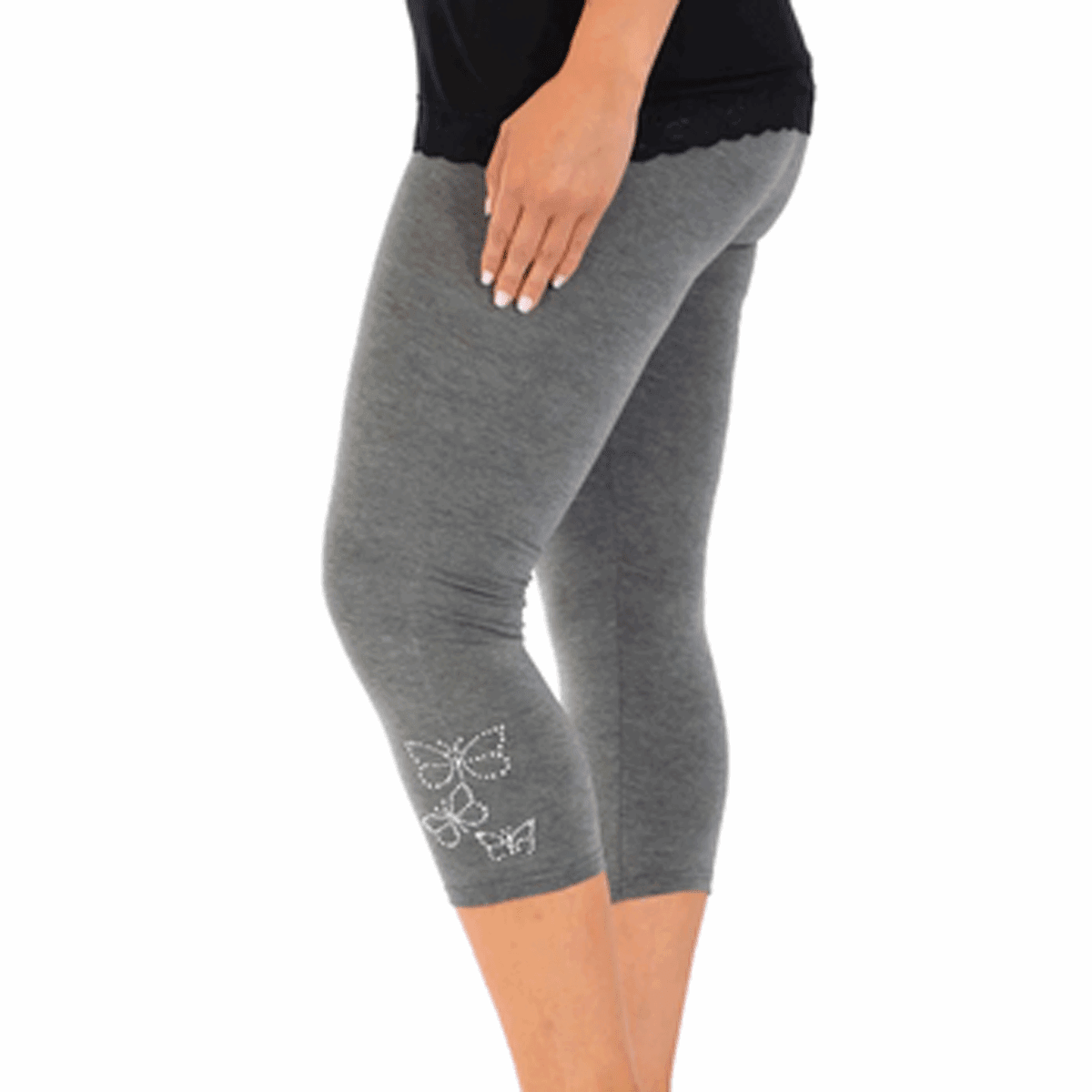 ROCKTHOSECURVES STUDDED BUTTERFLY 3/4 CAPRI LEGGINGS - FullFab