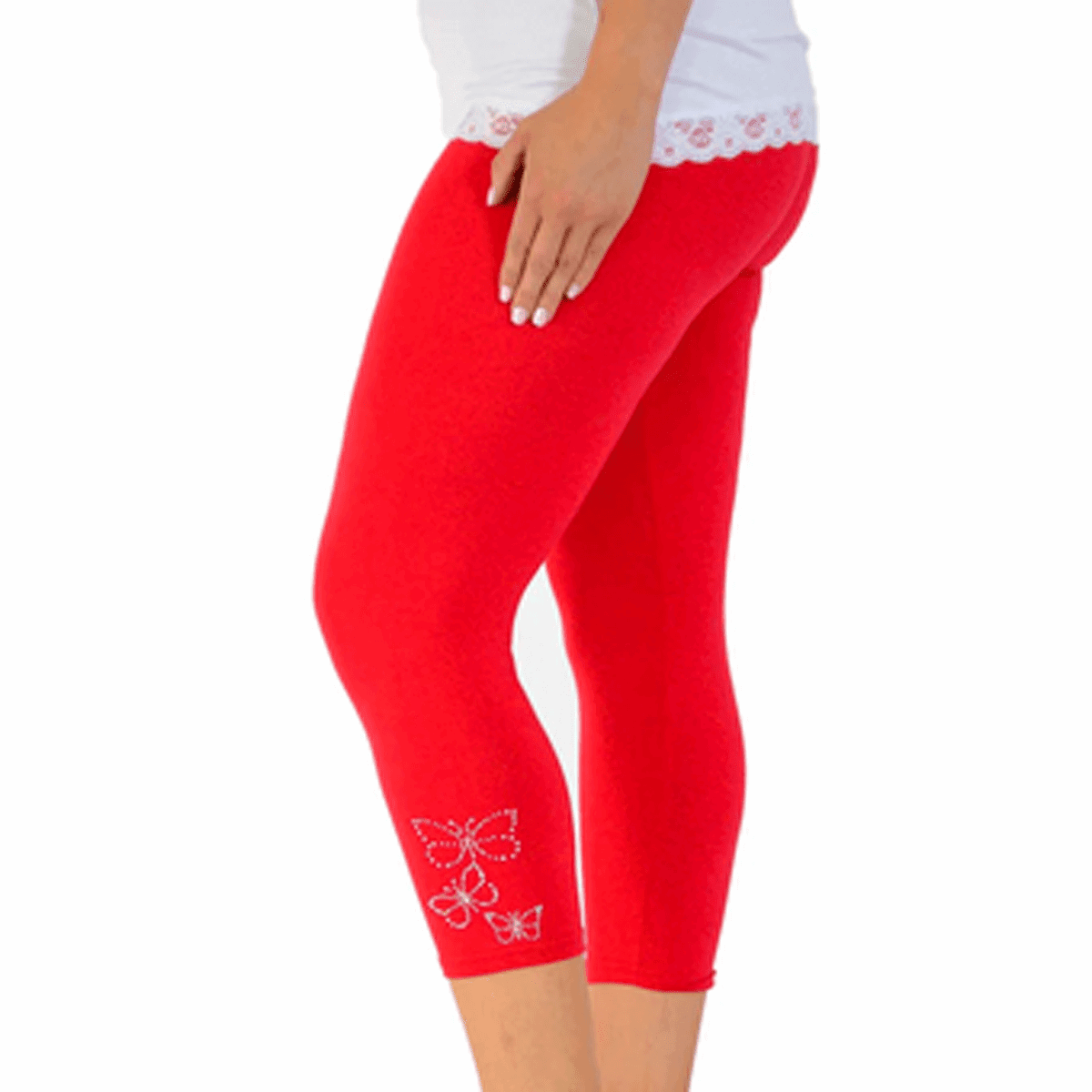 ROCKTHOSECURVES STUDDED BUTTERFLY 3/4 CAPRI LEGGINGS - FullFab
