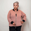 ROCKTHSECURVES BASKET WEAVE PRINT ZIP UP STRETCHY BOMBER JACKET - FullFab