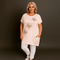 Sequin Butterfly Dipped Hem Top with Pockets - FullFab