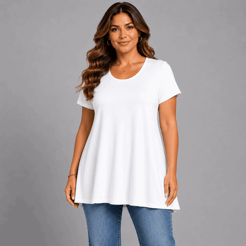 Short Sleeve Godet Panel Swing Top - FullFab