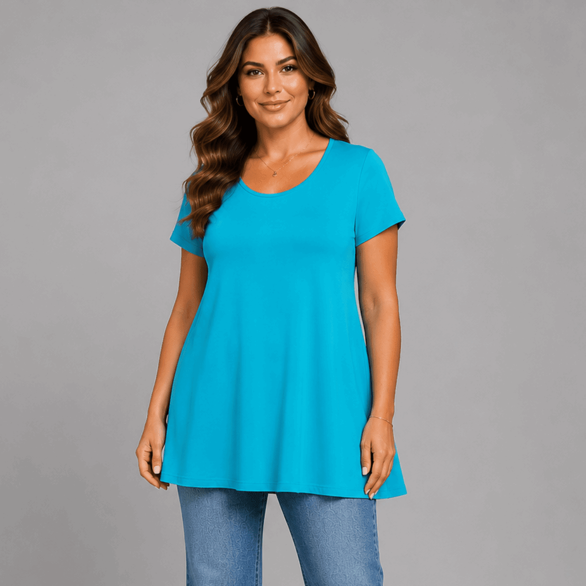 Short Sleeve Godet Panel Swing Top - FullFab