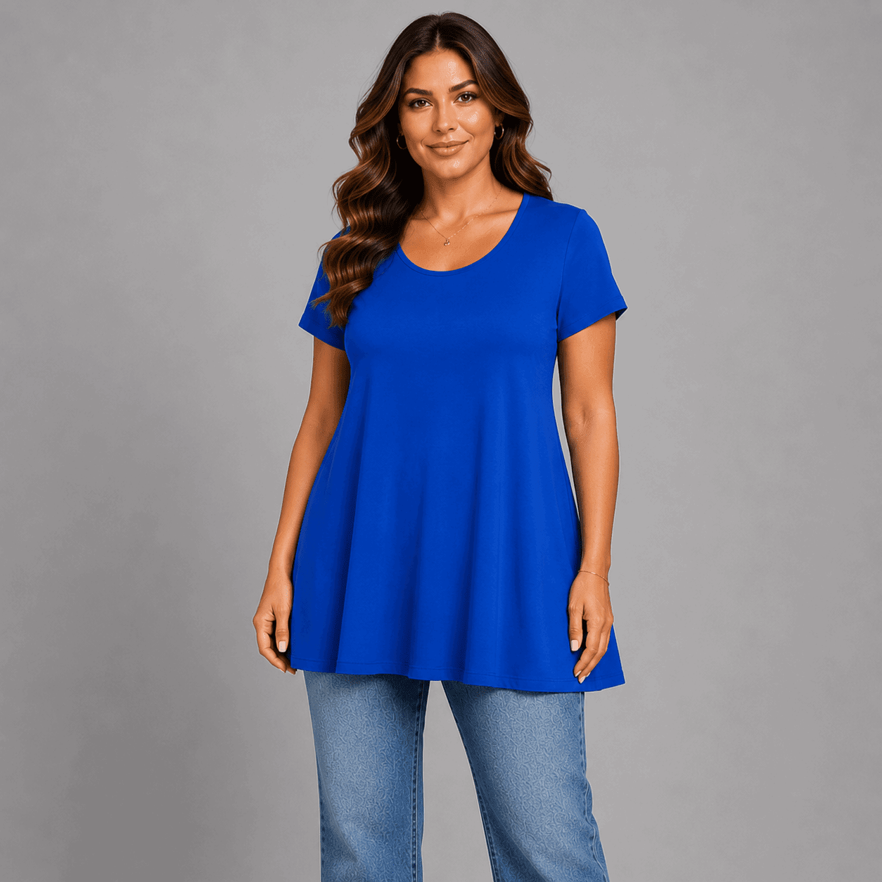 Short Sleeve Godet Panel Swing Top - FullFab
