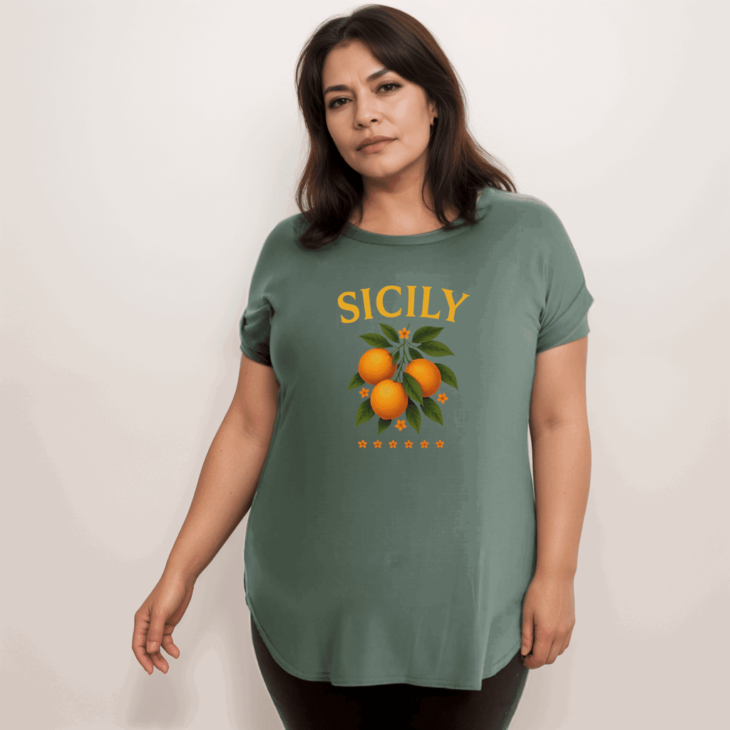 Sicily Dipped Hem T-Shirt - FullFab