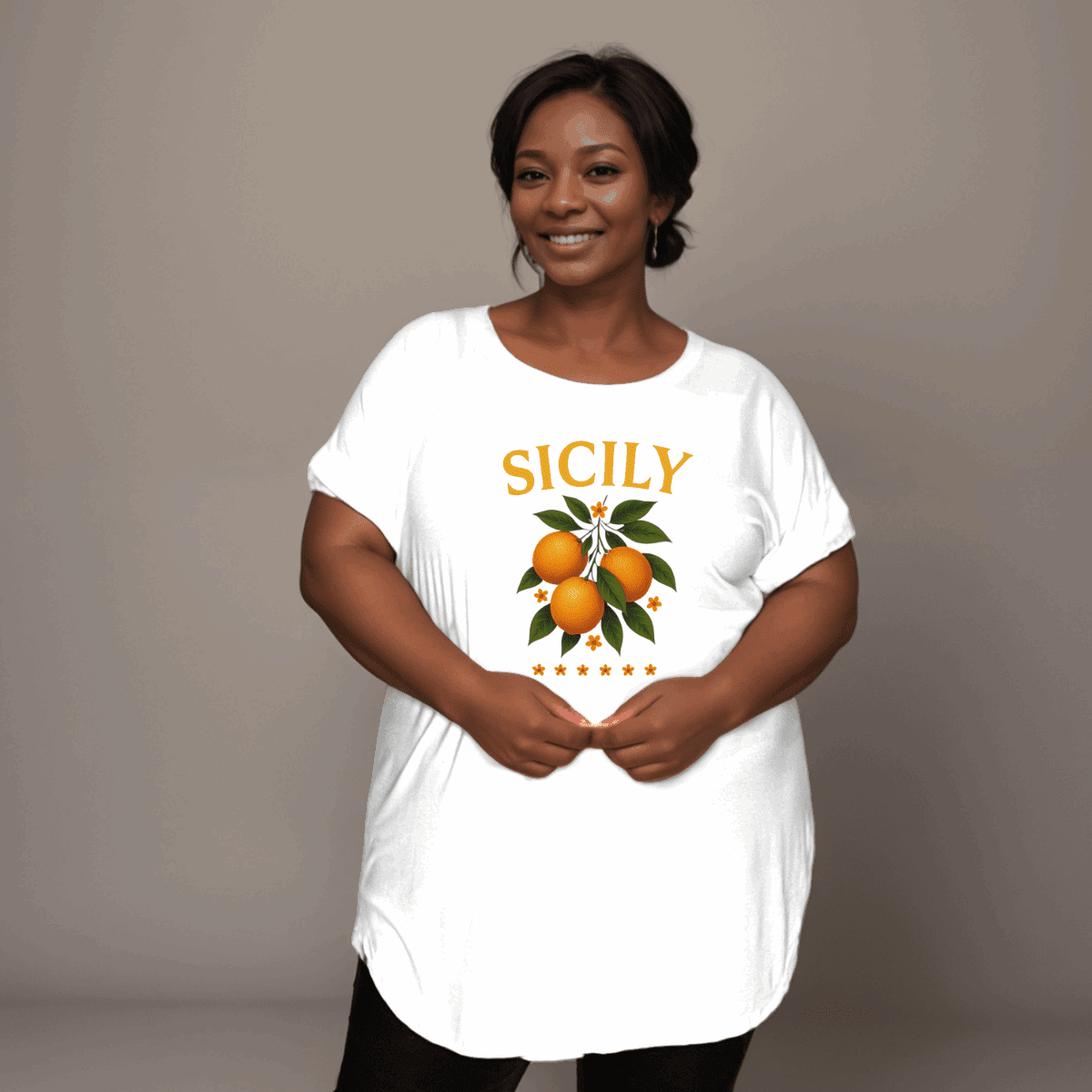 Sicily Dipped Hem T-Shirt - FullFab