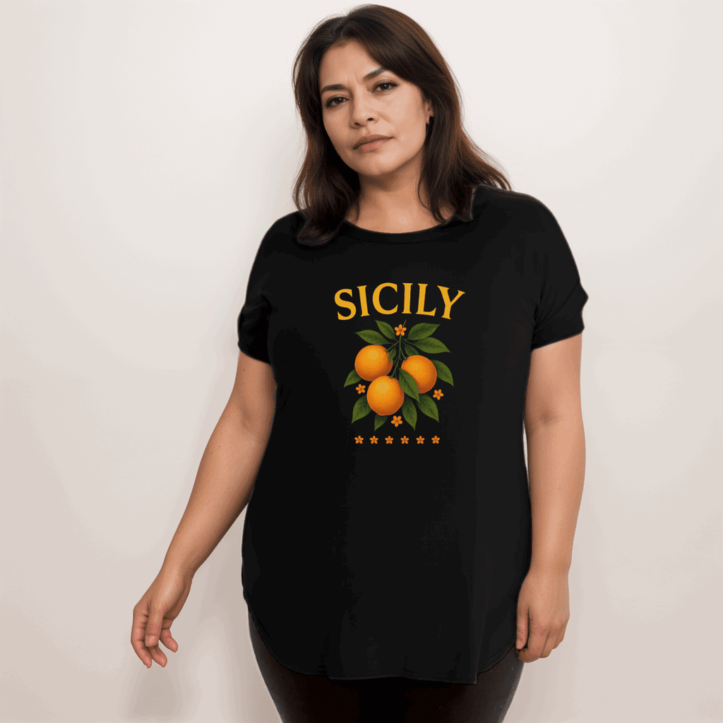 Sicily Dipped Hem T-Shirt - FullFab