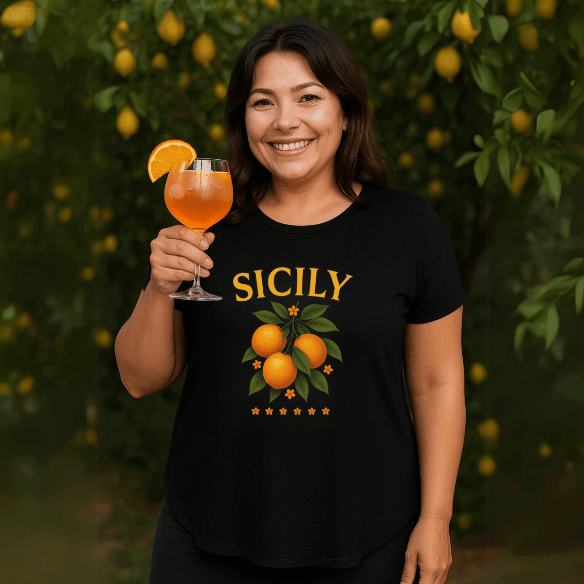 Sicily Dipped Hem T-Shirt - FullFab
