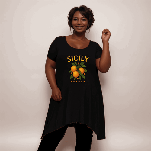 Sicily Orange Hanky Hem Swing Top - FullFab