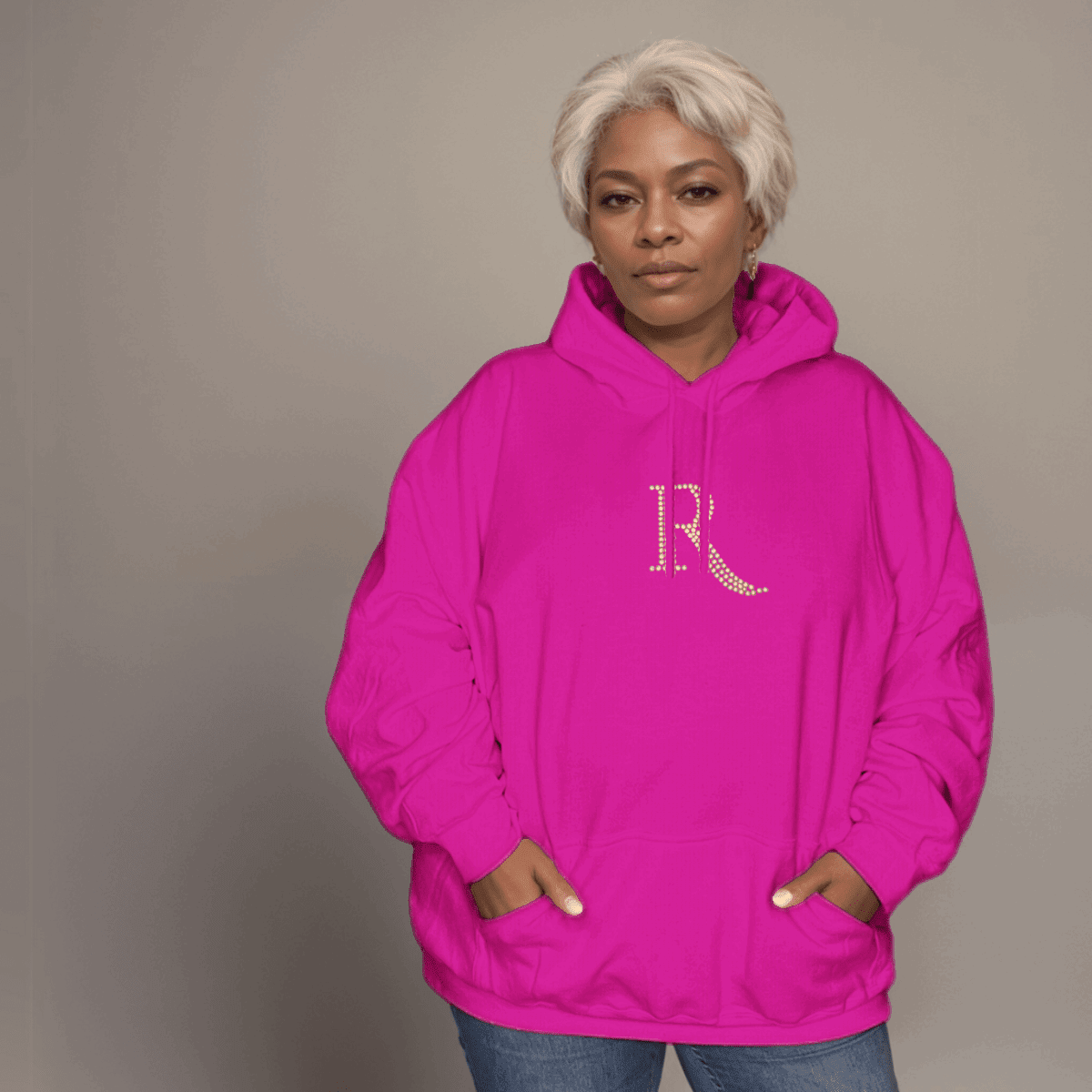 Signature Silver Diamante “R” Cotton Hoodie - FullFab