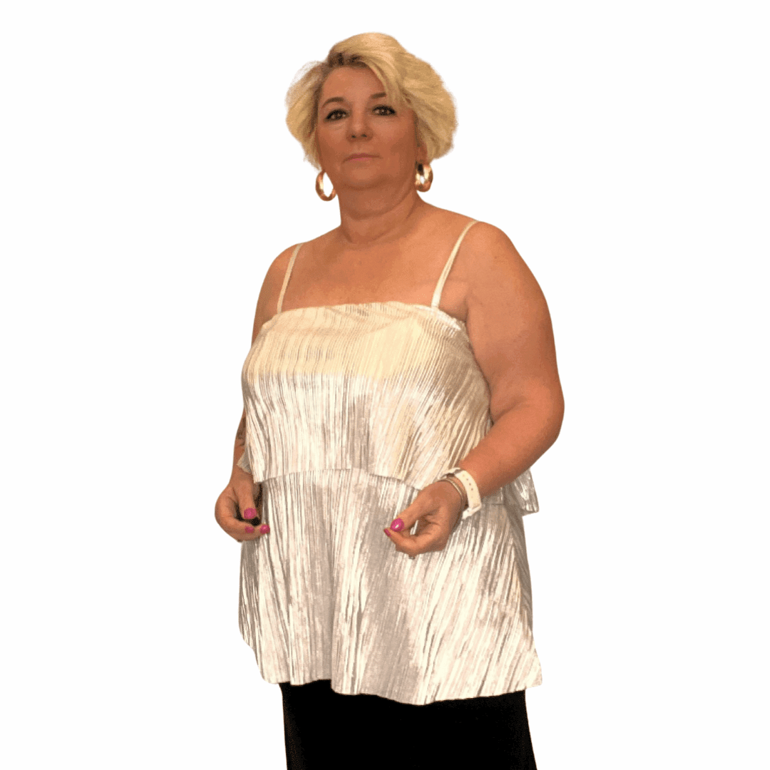SILVER METALLIC STRAPPY LAYERED CAMI TOP - FullFab