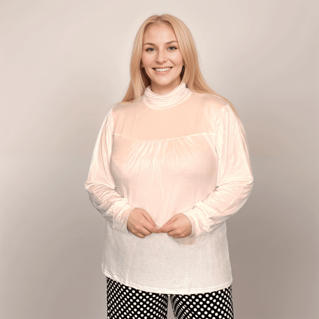 LONG SLEEVE POLO NECK SMOCK TOP - FullFab