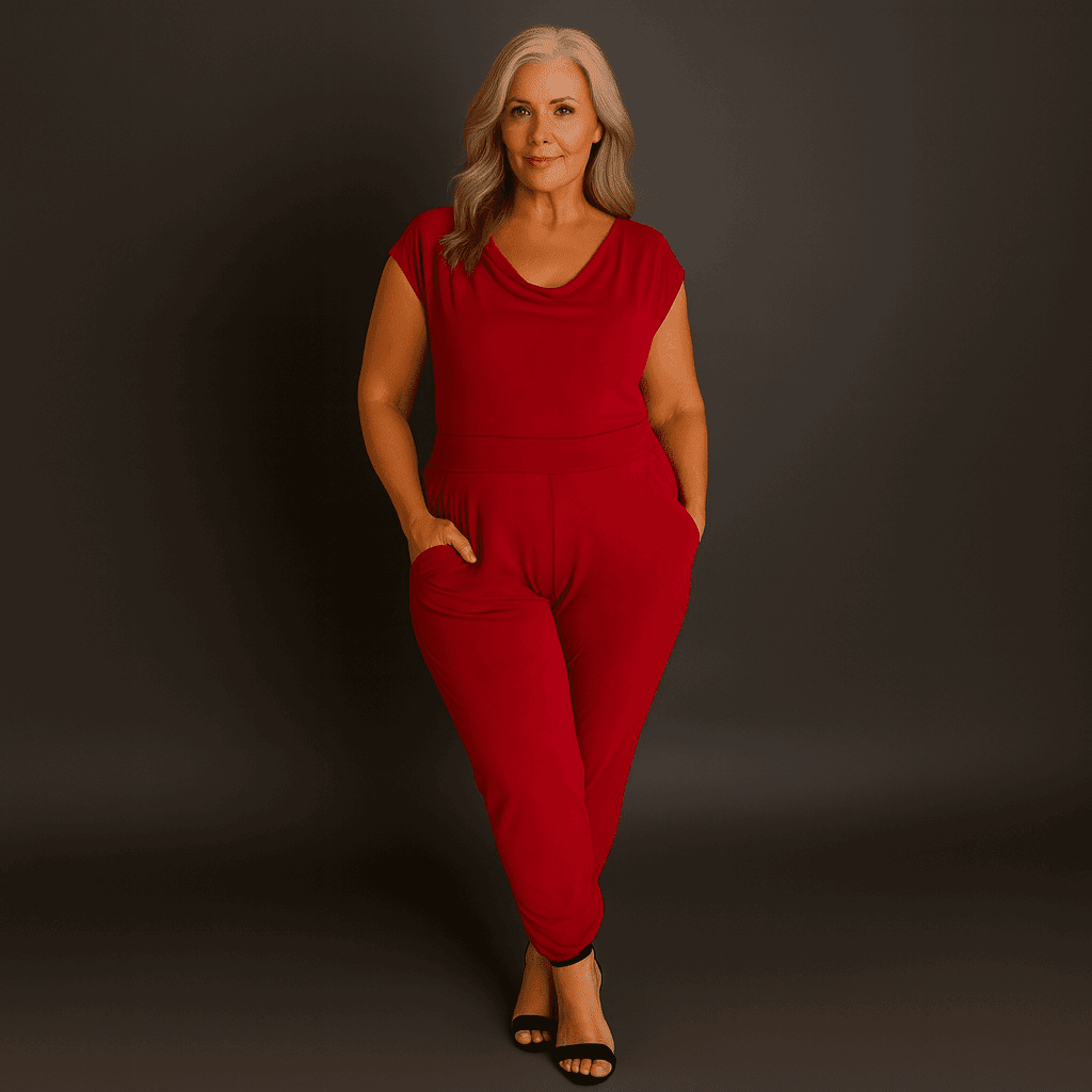 Soft Suedette Cowl Neck Jumpsuit with Pockets - FullFab