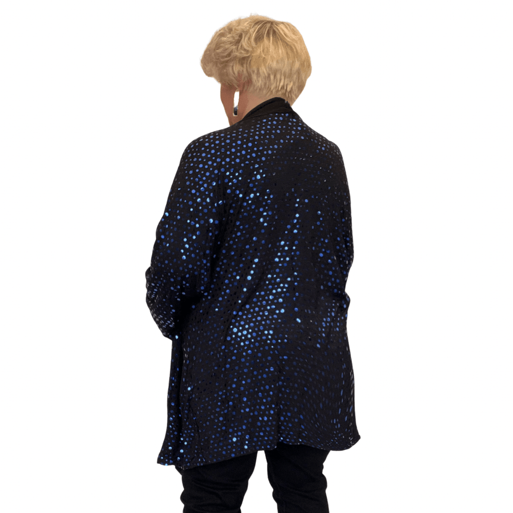 Sequin Foil Covered Longer Length Waterfall Jacket - FullFab