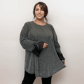Sparkly Black Tunic with Bell Sleeves, perfect for casual outings.