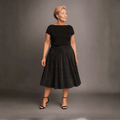 Sparkly Elastic Waist A-Line Swing Skirt - FullFab