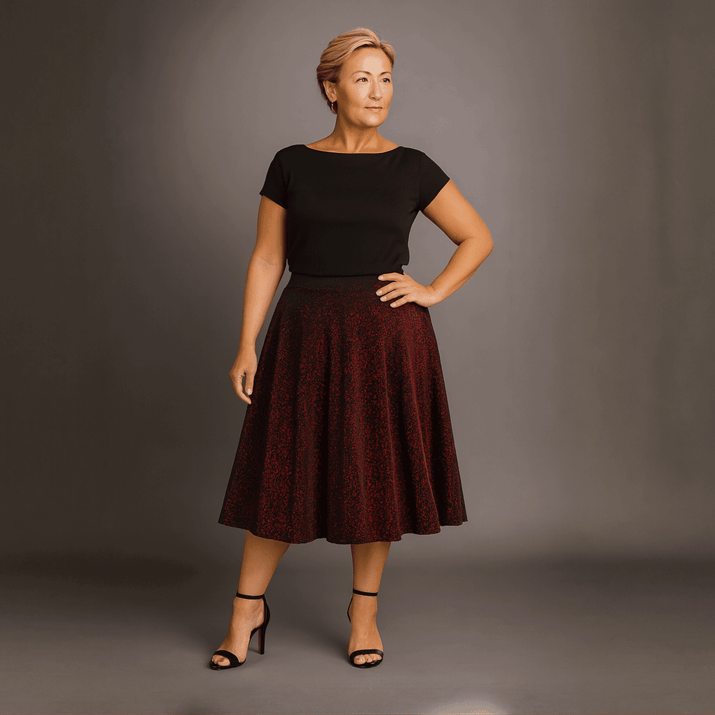 Sparkly Elastic Waist A-Line Swing Skirt - FullFab