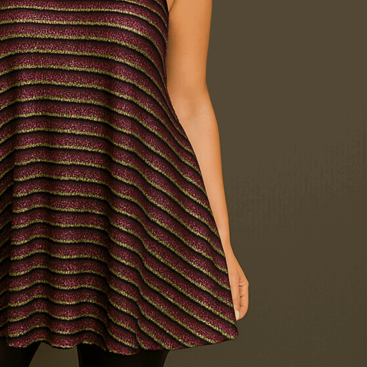 Sparkly Striped Strappy Long Length Swing Top - FullFab