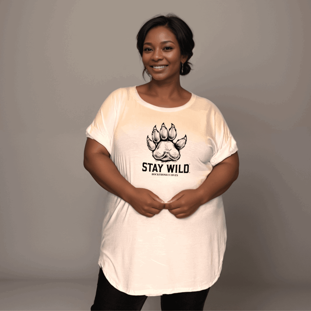 STAY WILD DIPPED HEM T-SHIRT - FullFab