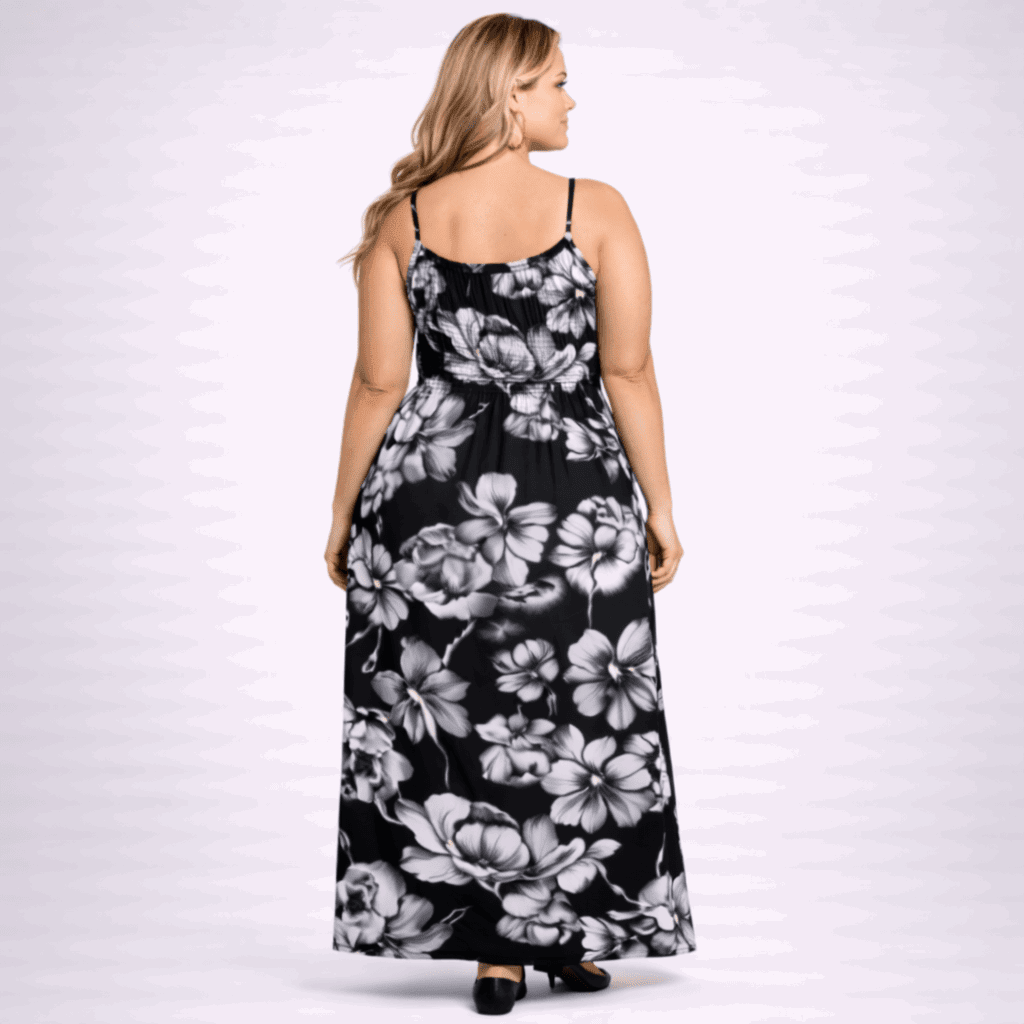 Strappy Maxi Dress with V Frilled Top - FullFab