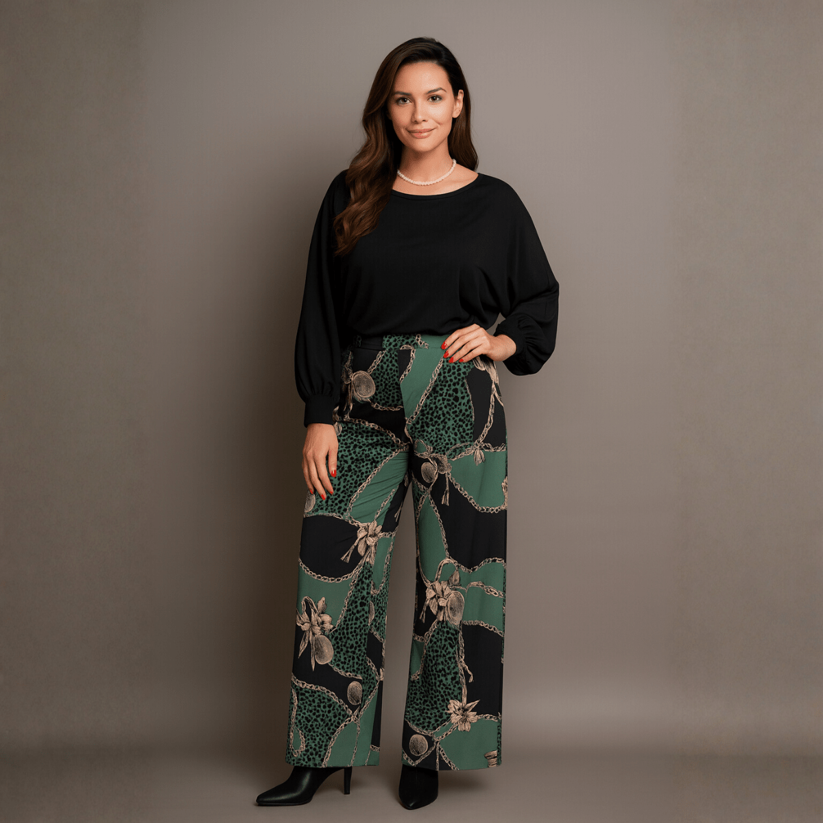 Chain Print Wide Leg Palazzo Pants - FullFab