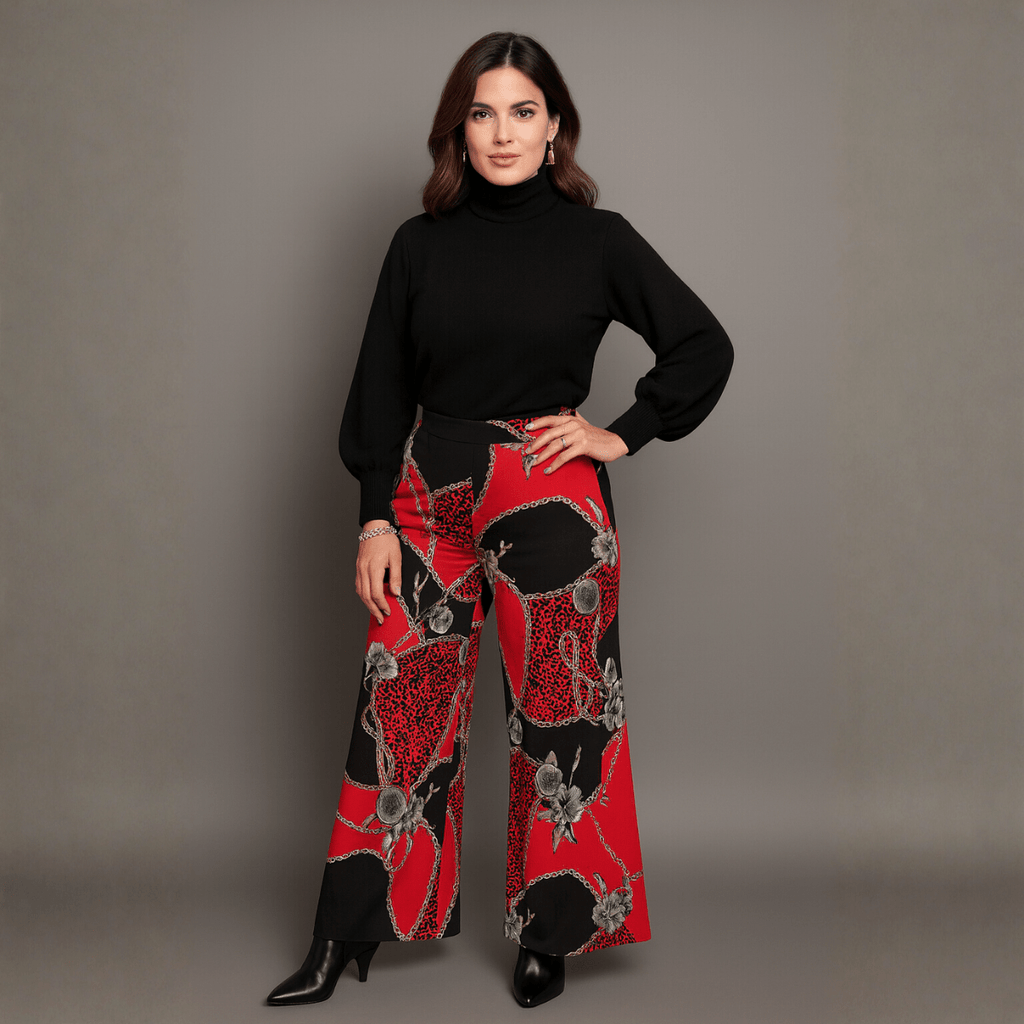 Chain Print Wide Leg Palazzo Pants - FullFab