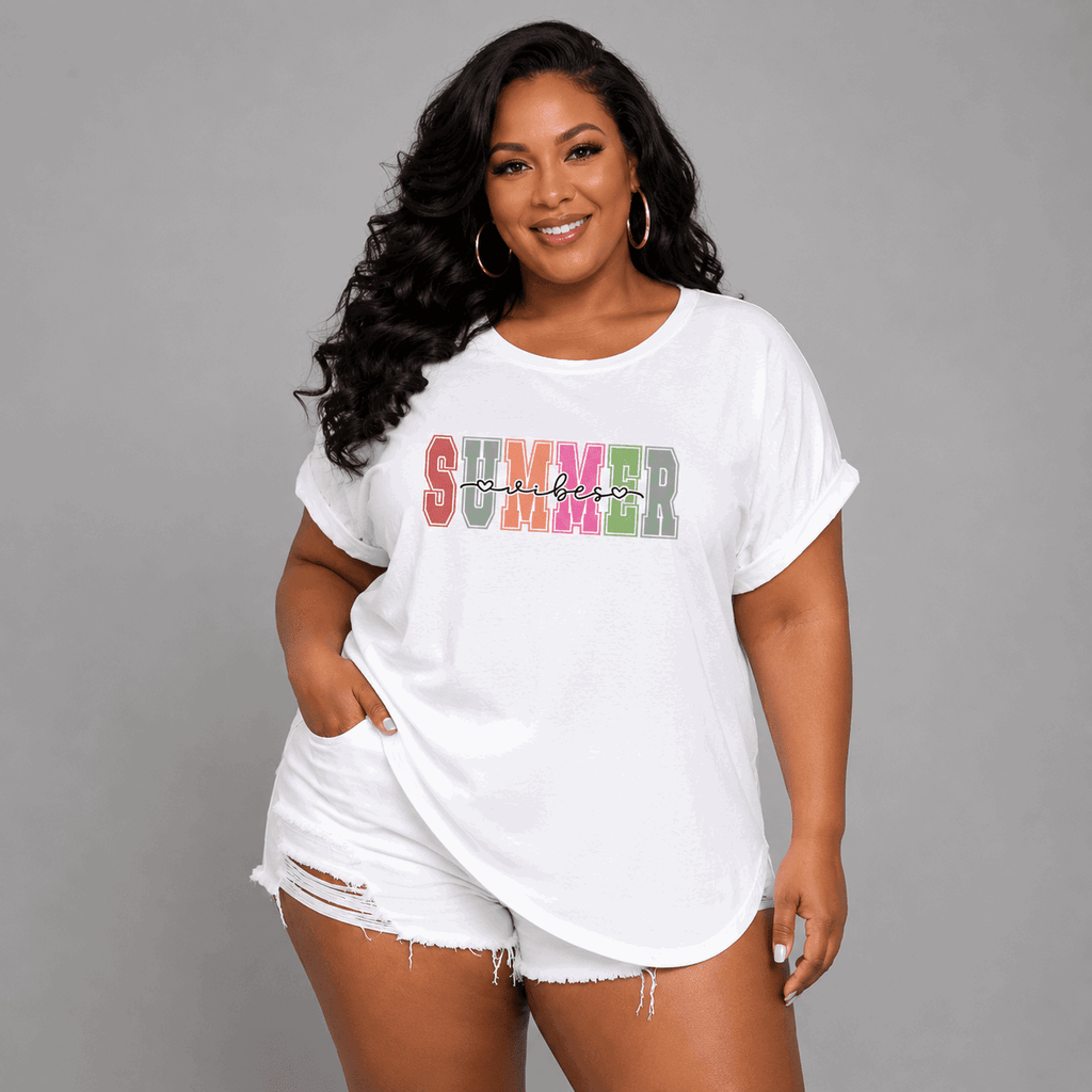 Summer Vibes Dipped-Hem T-Shirt - FullFab