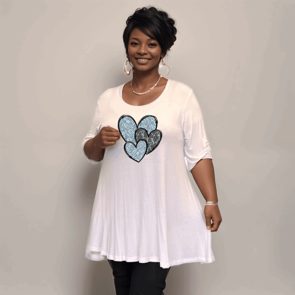 Swing Top with Camo & Leopard Hearts - FullFab