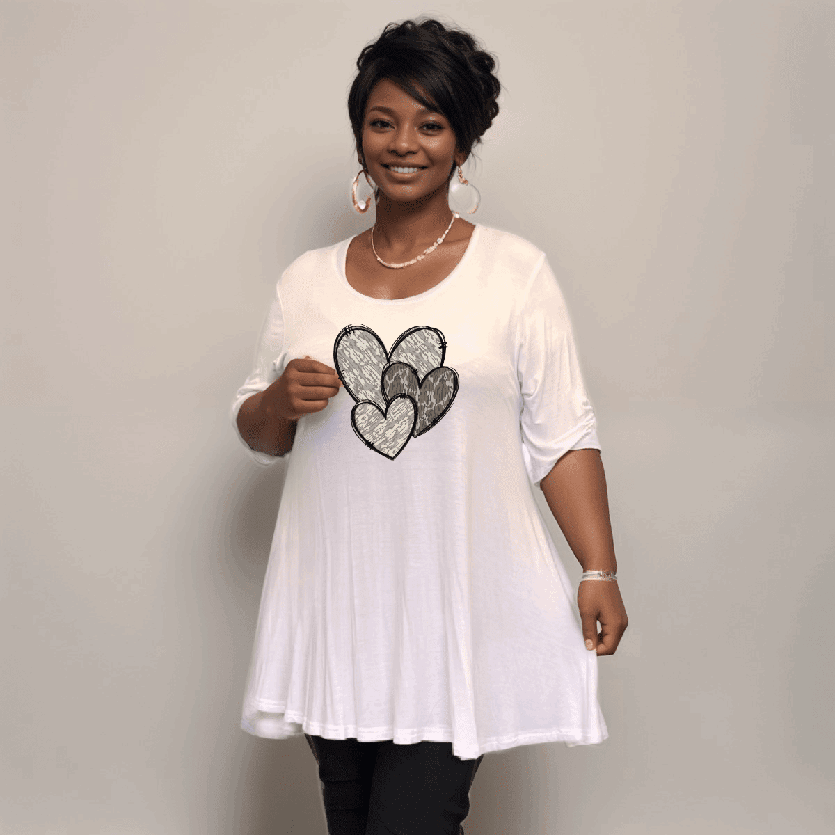 Swing Top with Camo & Leopard Hearts - FullFab