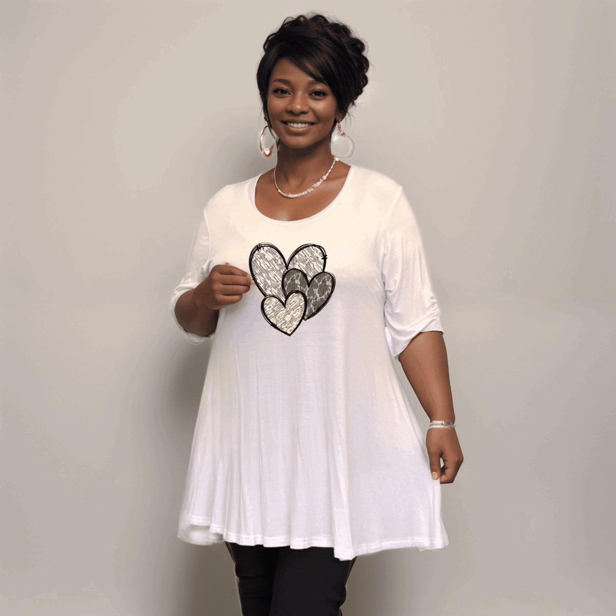 Swing Top with Camo & Leopard Hearts - FullFab